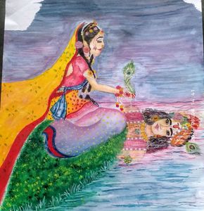 radha krishna watercolor painting