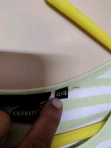 White With Green Stripes Women Tshirt
