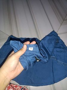 Indigo Grid Flare Top