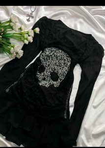 Emo / Gothic Skull Embellished Black Top