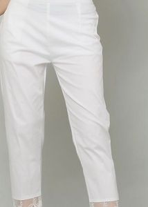 White Lace Hem Pants