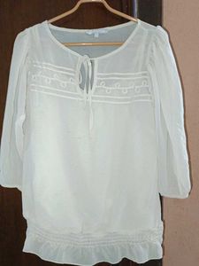 Ivory Tie-Neck Blouse