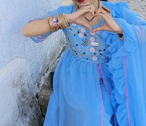 Beautiful Partywear Fancy Light Weight Sky 💙 Blue