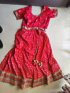 Fuschia pink gotta Patti Lehnga With Choli