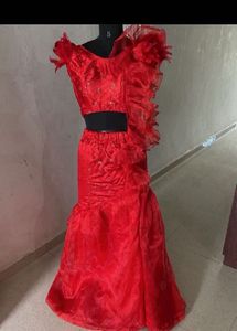 Elegant Red Embellished Lehenga Choli