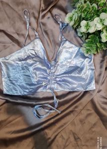 Silky Blue Crop Top