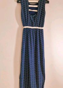 Full length dress with a knee cut