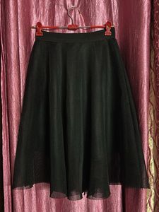 Black Tulle Midi Skirt