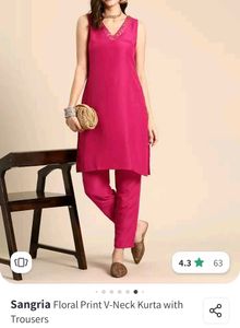 Sangria V neck floral print Kurta Set