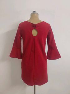 Red Bell Sleeve Mini Dress