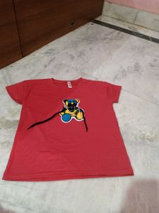 Red Graphic Bear Tee