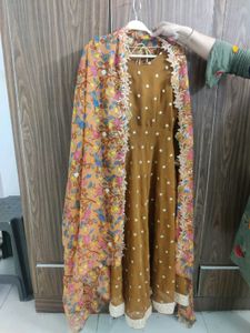 Brown Polka Dot Anarkali Dress