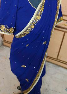 Elegant Blue daimond work Saree 🔥