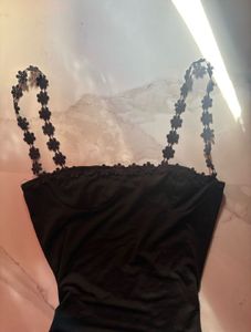 Black Floral Strap Mini Dress