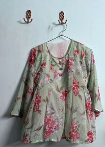 Floral Beaded Flowy Top