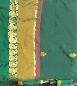 Elegant Green & Gold Paisley Saree