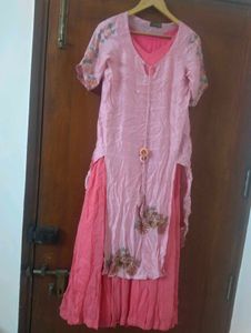 Pink Embroidered Kurta Set