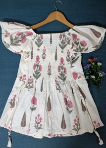 Floral Print Peasant Top