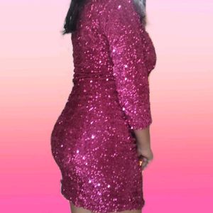 Sparkling Magenta Sequin Dress