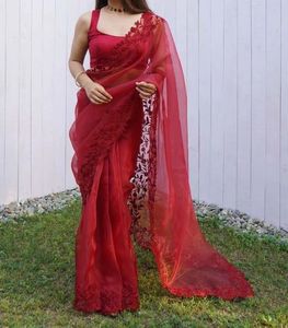 Beautiful red Saree With Blouse