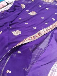 Navy Blue Designer Saree With Blouse