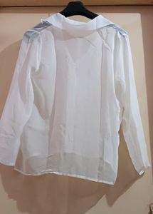 White Sheer Button-Down Top