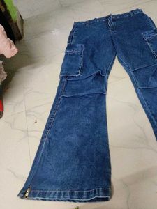 Blue Denim Cargo Jeans