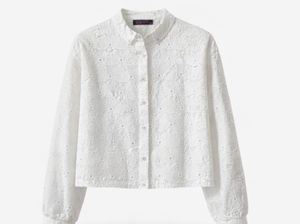 White Floral Embroidered Shirt