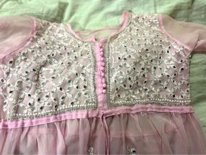 Pink Embroidered Kurti Top