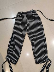 Striped Tie-Cuff Pants