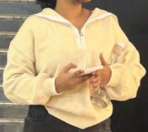 Beige Pullover with Zipper