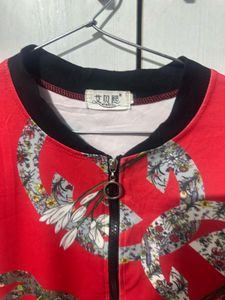 Red Floral Bomber Jacket
