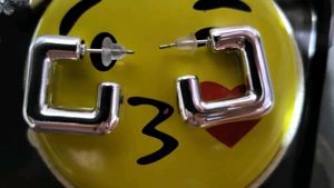 Silver Square Hoop Earrings And Oxidised Jhumka