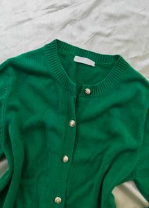 Green Button-Down Cardigan