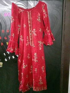 Elegant Red Floral Kurta