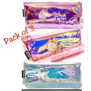 Unicorn Fur Pencil Case Pack of 3