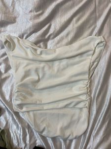 Chic Off-White Ruched Tube Top by UPTOWNE