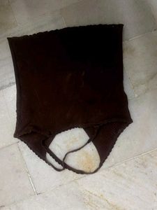 Brown Knit Open Back Top