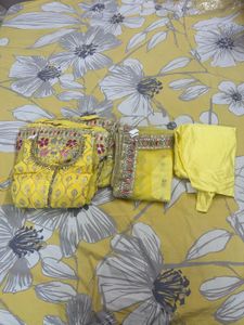 Yellow Embroidered Ethnic Gown