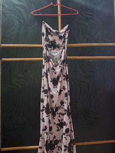 Floral Print Backless Maxi Dress