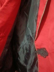 Red Blazer with Black Embellishments