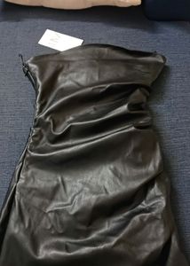 Zara DRAPPED FAUX Leather Dress