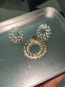 Set Of A Gold Finish Dollar &amp; Earrings
