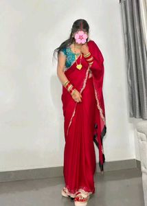 Elegant Maroon Saree+ stiched blouse