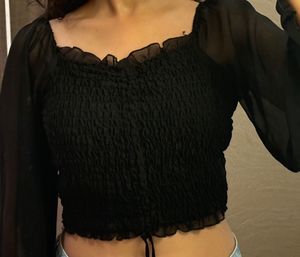 off shoulder/ scrunch up black party top