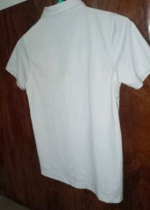 White Polo T-Shirt with Zip