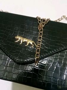 Black Structured Sling Bag