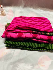 Green &amp; Pink Saree with Paisley Border