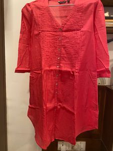 MELANGE by Lifestyle Mandarin Collar-Cotton Kurta