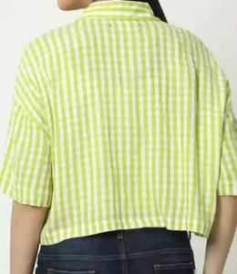 Green Gingham Crop Top